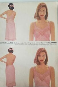 1958 women's pink French Laurel Luxite Kayser slip vintage lingerie ad 海外 即決