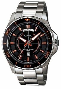 BRAND NEW CASIO MENS MTD1076D-1A4V SPORTS STAINLESS STEEL 100M BLACK DIAL WATCH 海外 即決