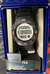Casio Tide Moon Graph LED Light 100M Water Resistant 1/100 Sec Stopwatch Watch 海外 即決