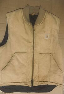 Carhartt Work Vest Sz Large Distressed Thrashed Worked In Plenty Quilt Lined 海外 即決