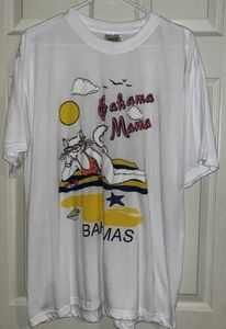 Vintage Bahama Mama Shirt Adult XL White Cat Beach Island Tropical Ocean 90s Fun 海外 即決