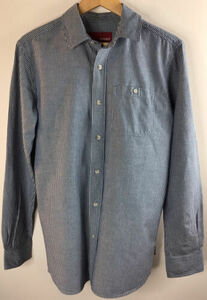 Men’s Small Gramicci Vintage Blue/White Stripe Long Sleeve Button Front Shirt 海外 即決