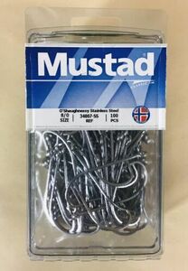 Box of 100 Mustad 34007-SS-8/0-100 Classic O'Shaughnessy Sz 8/0 Stainless Steel 海外 即決