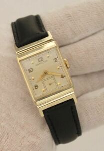 Vintage Hamilton Hand-Winding 14K Gold Silver Dial 23X41mm Circa 1940s Watch 海外 即決