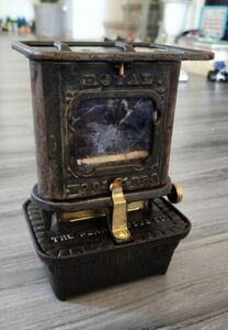 Vintage 1893 The Perry Stove Co Oil Lamp Heater SAD Cast Iron New Wick Mica 海外 即決