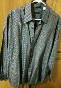 Bertone Vintage metallic Gray, Men's Shirt Buttons up Long Sleeve Size M 海外 即決