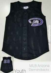 MLB Arizona Diamondbacks #28 Sleeveless Button Up Baseball Jersey YOUTH M 8/10 海外 即決