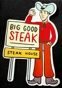 MAN STICKER?????6 1/2” X 4” STEAK HOUSEBIG GOOD STEAKAWESOME 海外 即決