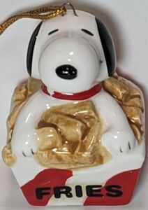 Vintage Ceramic Peanuts Snoopy UFS Determined Junk Food Series FRIES Ornament 海外 即決