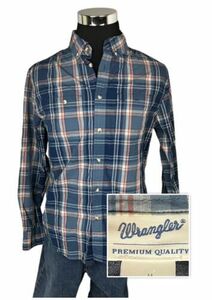 Wrangler Men’s VTG Cotton Button Front Western Shirt Blue Plaid SZ M 海外 即決