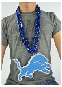 New NFL Detroit Lions Blue Chain Necklace Foam BEST GIFT AUTHENTICITY HOLOGRAM 海外 即決