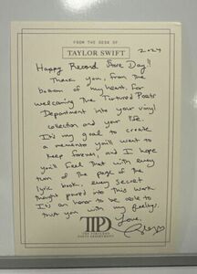 Taylor Swift The Tortuレッド / Poets Department Promotional Letter / Note RSD NEW 海外 即決