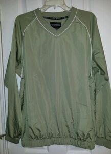 Foot Joy FJ Golf Men SZ M V-Neck Windbreaker Jacket Packable Lightweight Green 海外 即決