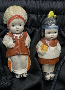 Vintage Bisque Frozen Charlotte Kewpie Dolls A246 in Native American Dress 3.75" 海外 即決