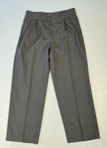 Mens 33 x 29 Vintage Yves Saint Laurent Wool Dress Pants Gray Pleated **FLAWS** 海外 即決