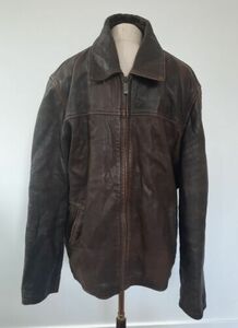 Kenneth Cole Reaction Men's Genuine Soft Leather Jacket Size L Brown Distressed 海外 即決