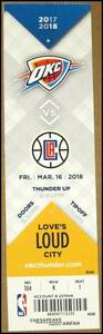 3/16/2018 Oklahoma City Thunder vs Los Angeles Clippers Ticket Russell Westbrook 海外 即決