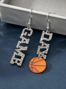 Basketball Game Day Bling Dangle Posts Earrings New 海外 即決