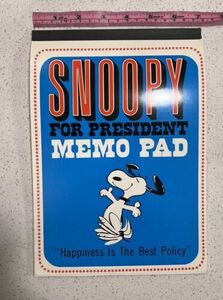 Vintage Peanuts political Snoopy for President, Hallmark Memo Pad RARE! EUC, WOW 海外 即決