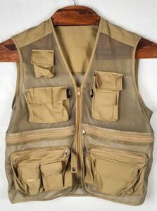 Orvis L Large Hunting Fishing Mesh Vest Beige Tan Nylon Blend Quick Dry 海外 即決