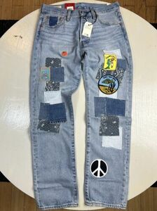 Levi's 501 150th Anniversary Edition Jeans Men’s 34 x 30 Distressed Patched Blue 海外 即決