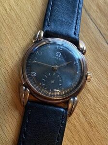 Vintage OMEGA 2461-1 Fancy Spider Lugs Watch Rose Gold Plate Case Serviced 海外 即決