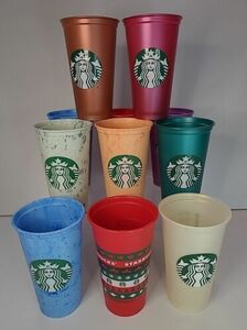 Lot Of 11 Starbucks Assorted Plastic Reusable Cup Coffee Travel Tumbler Mug 海外 即決