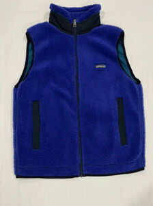 1996 Patagonia Deep Pile Fleece Vest Made USA Retro-X Blue Teal Full Zip Sz S 海外 即決
