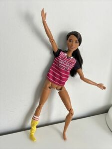 Mattel Barbie Doll Articulated Body Brown Hair Made to Move Soccer Athlete FCX82 海外 即決