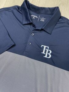 Antigua Tampa Bay Rays Polo Shirt Mens L Navy Short Sleeve MLB Baseball Golf 海外 即決