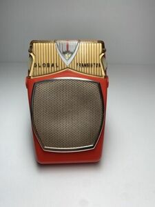 Beautiful Red GLOBAL GR-711 Vintage Transistor Radio Made In Japan UNTESTED! 海外 即決