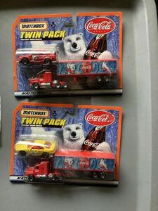 Matchbox COCA-COLA Twin Pack. Red Car W TT Unit and Yellow Car With TT Unit 海外 即決