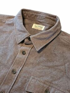 L.L. Bean VTG Gray Heavy Chamois Cloth Button Down Cotton Shirt USA Outdoors 2XL 海外 即決