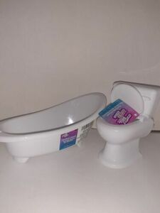 NEW Barbie Fashion Type Doll Furniture White BATHROOM BATH TUB & TOILET D3 海外 即決