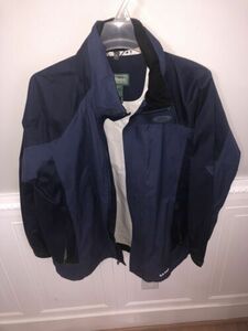 LL Bean The Weather Channel Hooded Rain Jacket Mens Large Color Blue 海外 即決