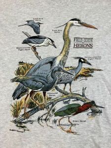 Field Guide To Herons T-shirt Size Large Wading Birds Wildlife 海外 即決