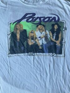 Poison Flesh and Blood 1990 -91 Tour T-Shirt White Single Stitch Sz XL VTG 海外 即決