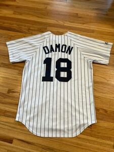 VTG Majestic MLB New York Yankees #18 Johnny Damon Baseball Jersey Men's Medium 海外 即決