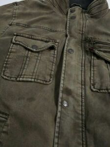 Levis Jacket Men's Small Lined Zip Snap Canvas Trucker Coat Distressed 海外 即決