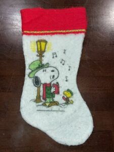 Peanuts Christmas Stocking 15" Snoopy & Woodstock Singing Caroling Vintage 海外 即決