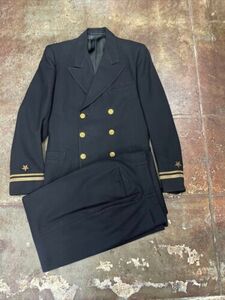 WW II US NAVEL OFFICERS UNIFORM- JKT- 38 LONG- PANTS -32X34- DARK NAVY -RARE 海外 即決