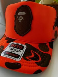 NEW OTTO A BATHING APE BAPE LOGO ORANGE CAMO HAT CROWN TRUCKER SNAPBACK 海外 即決