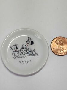 Miniature 101 Dalmatians China Plate Disney Trademark 1.75” Diameter 3 Puppies 海外 即決