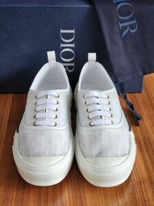 $1050 新品 100% Auth Dior B23 Low Top Men's スニーカーs Logo Oblique White 46/13 海外 即決