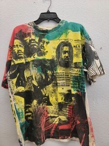 Vintage Bob Marley iRoile Blue Multicolor Shirt SizeXL. Fast Shipping! 海外 即決