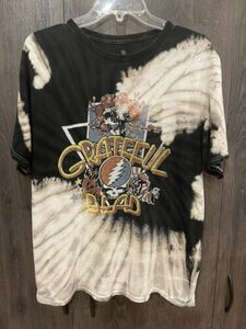 Grateful Dead Junk Food Black Tie Dye Tee Vintage Destroyed Band Shirt Adult Med 海外 即決