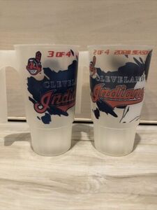 2 Vintage 2000 Season Cleveland Indians Chief Wahoo Plastic Cups MLB 2 Of 4 海外 即決