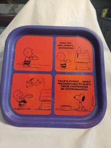 VTG Peanuts Charlie Brown Snoopy Metal Tray Servants Entrance Made in USA 海外 即決