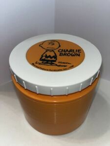 Vintage 1969 Charlie Brown Peanuts Insulated Orange Thermos Jar Soup Container 海外 即決