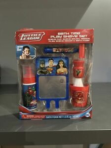 DC Justice League Bath Time Play Shave Set Toy Brush Mirror Razor Cup Bath Foam 海外 即決